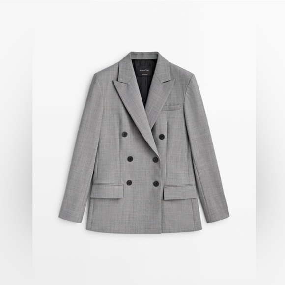 NWT Massimo Dutti double breasted gray blazer size 10 - Picture 1 of 10